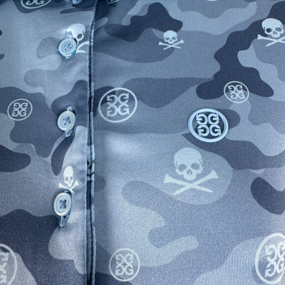 G/FORE‎ Icon Camo Printed Sleeveless Golf Polo Shirt Top XS Blue Skull TP-3458 - Picture 4 of 7